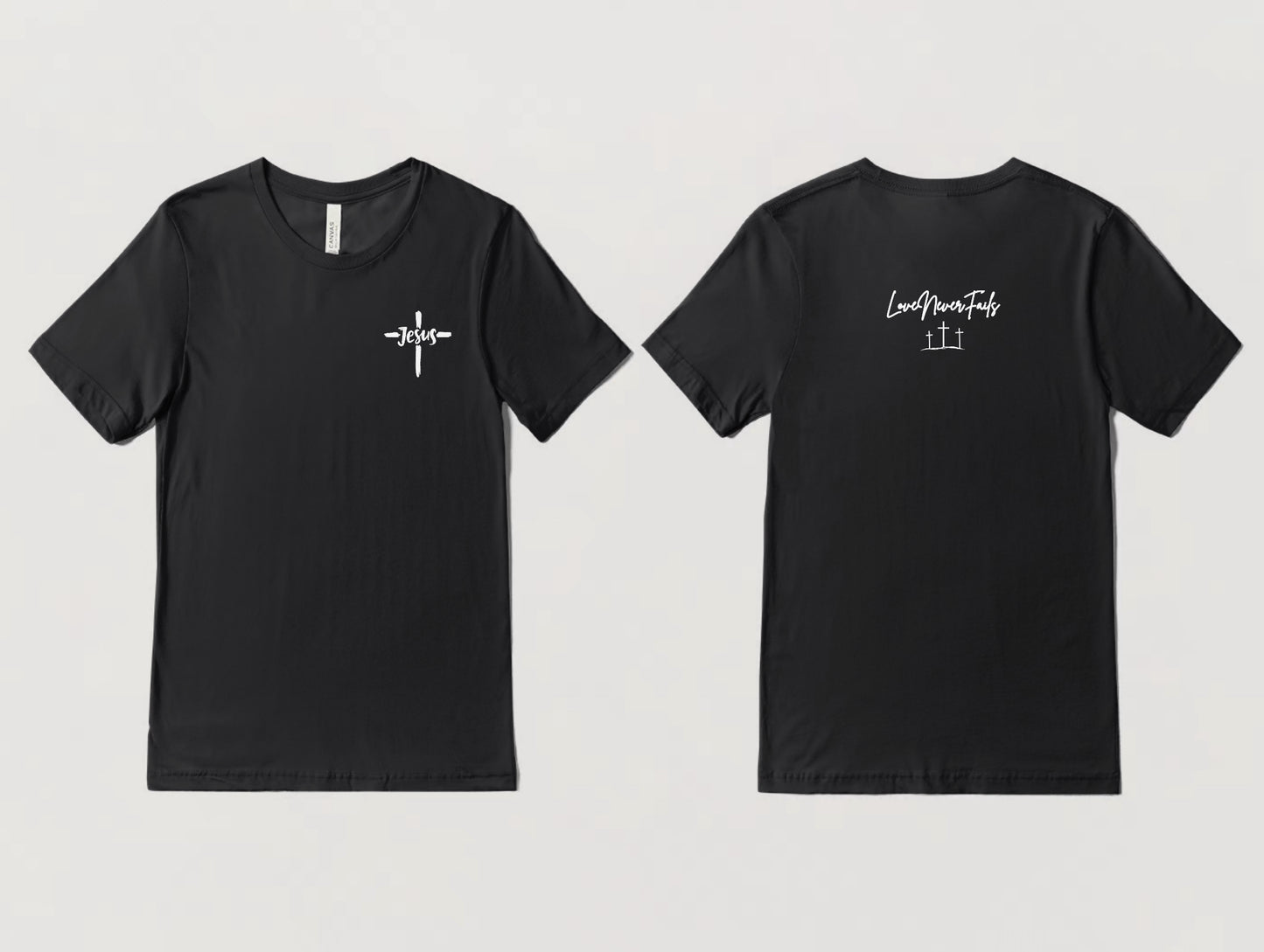 Adult Unisex Jesus Name in Cross TShirt Black